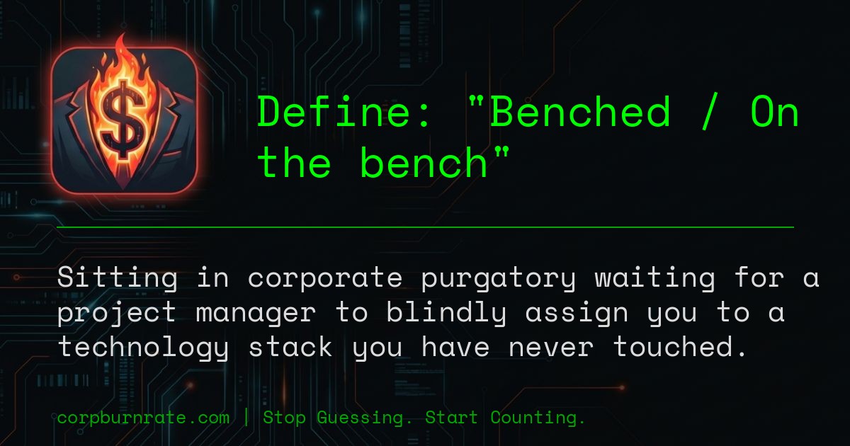 The corporate definition of Benched / On the bench