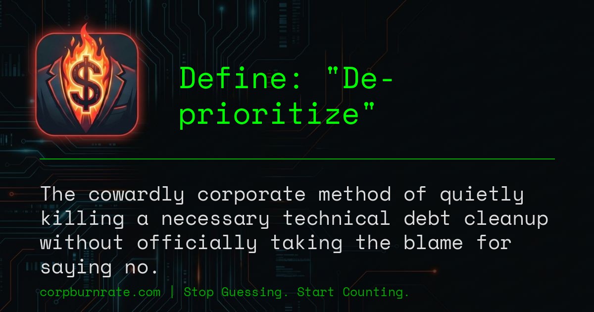 The corporate definition of De-prioritize