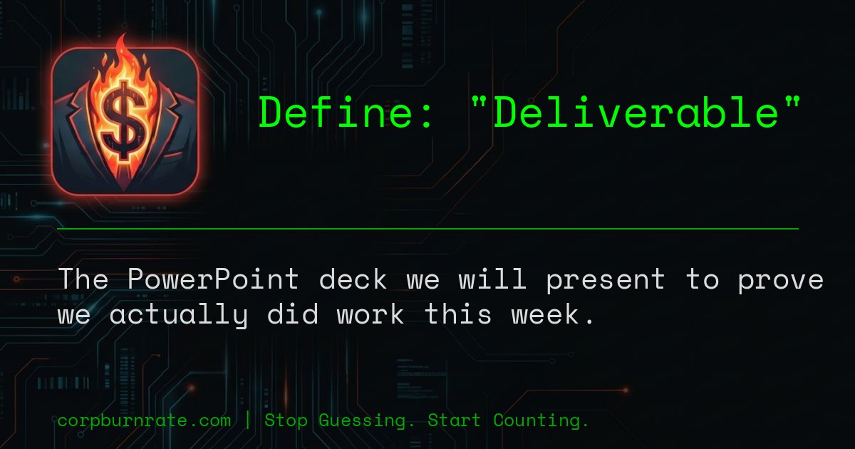 The corporate definition of Deliverable