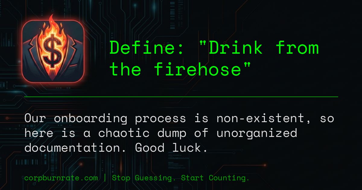 The corporate definition of Drink from the firehose