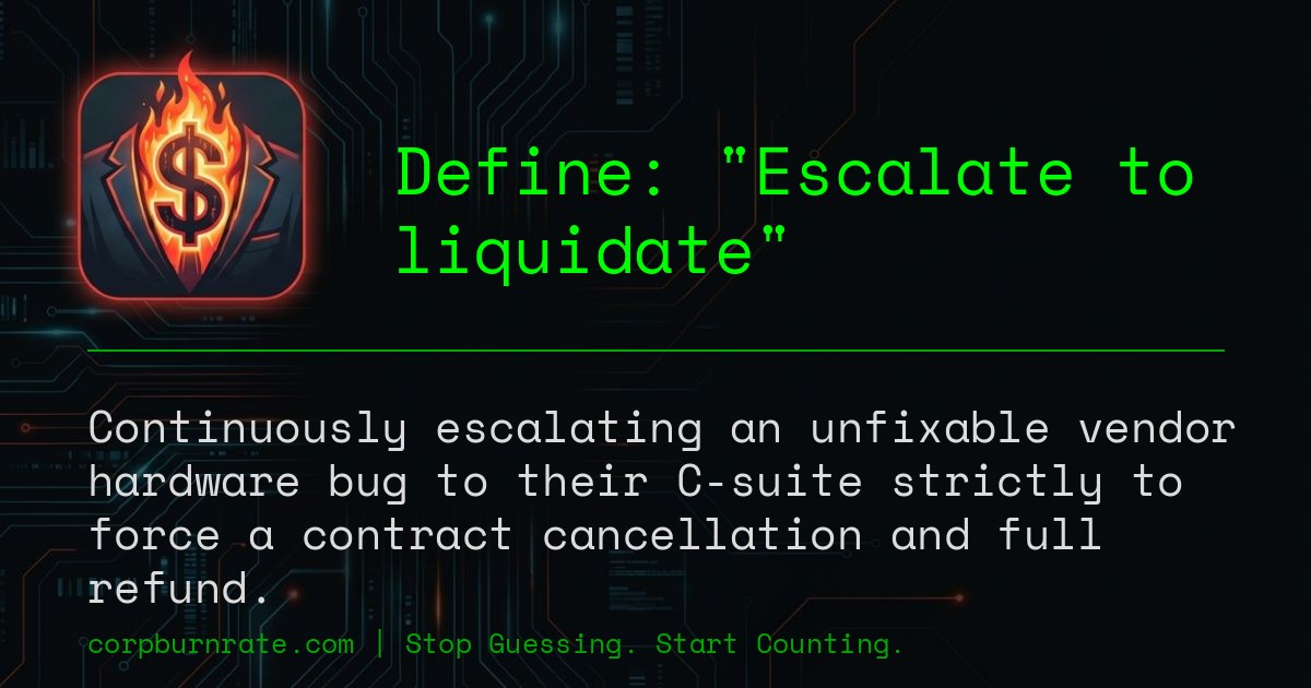 The corporate definition of Escalate to liquidate