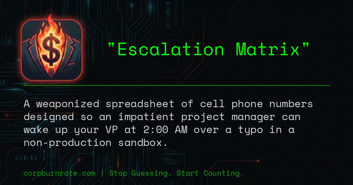 The corporate definition of Escalation Matrix