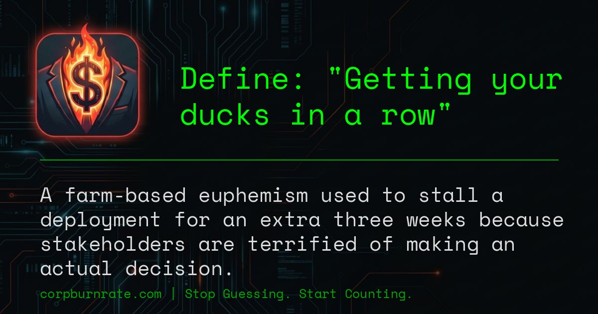 The corporate definition of Getting your ducks in a row