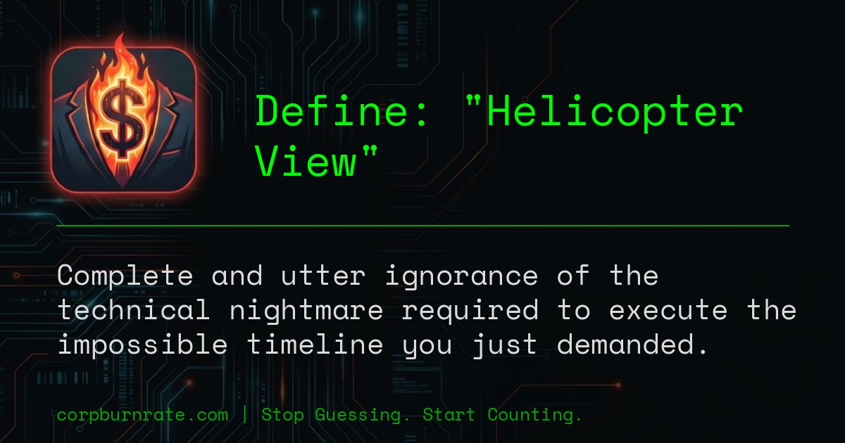 The corporate definition of Helicopter View