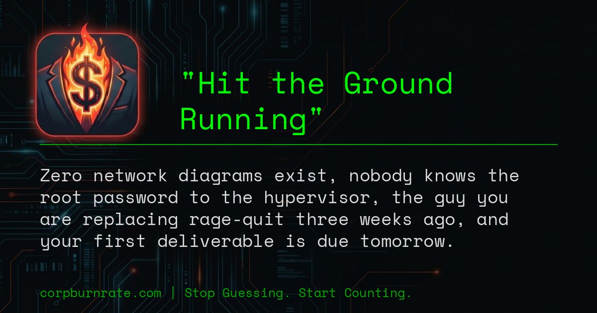 The corporate definition of Hit the Ground Running