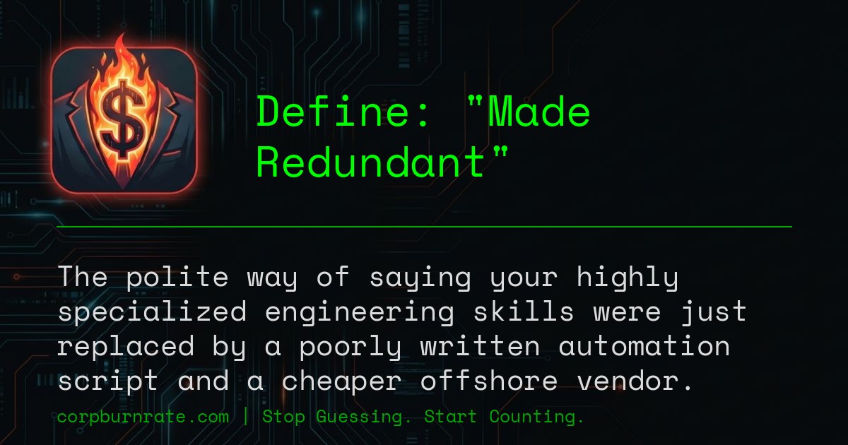 The corporate definition of Made Redundant