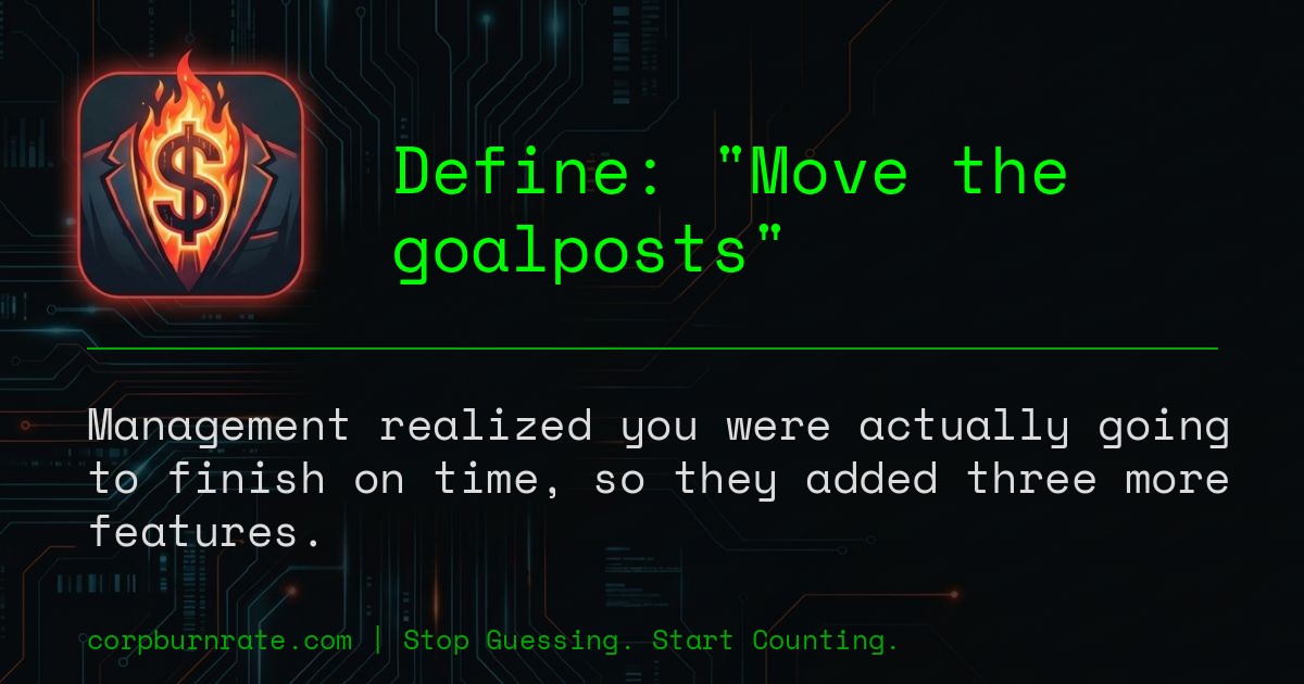 The corporate definition of Move the goalposts