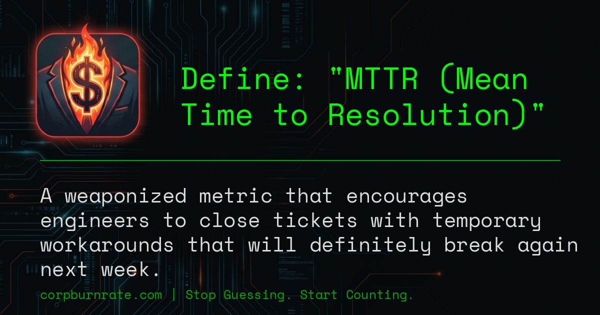 The corporate definition of MTTR (Mean Time to Resolution)