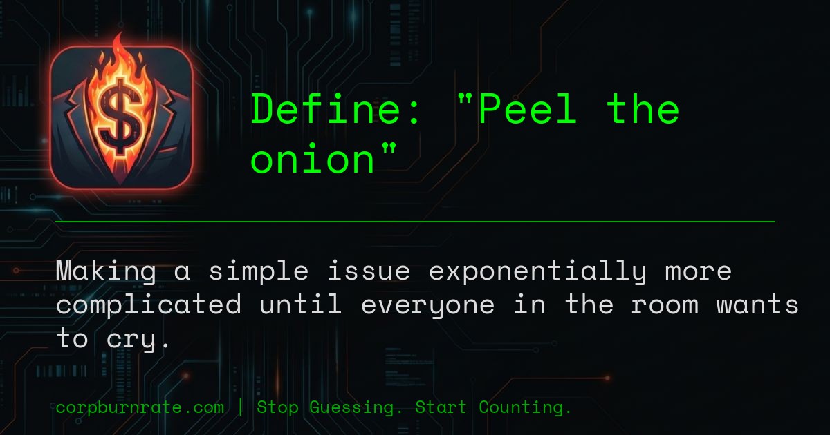 The corporate definition of Peel the onion