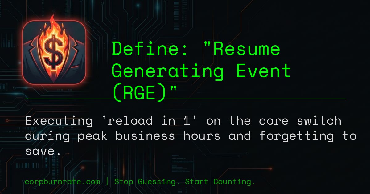 The corporate definition of Resume Generating Event (RGE)