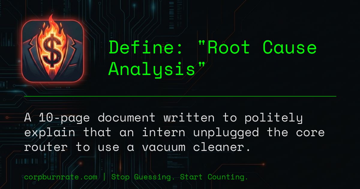 The corporate definition of Root Cause Analysis