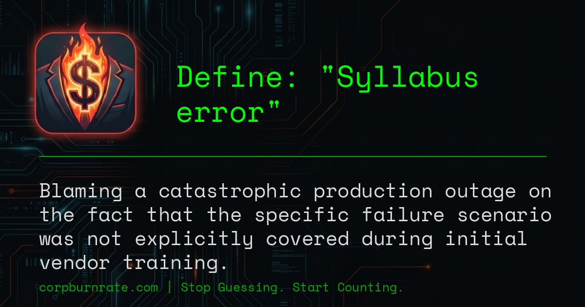 The corporate definition of Syllabus error