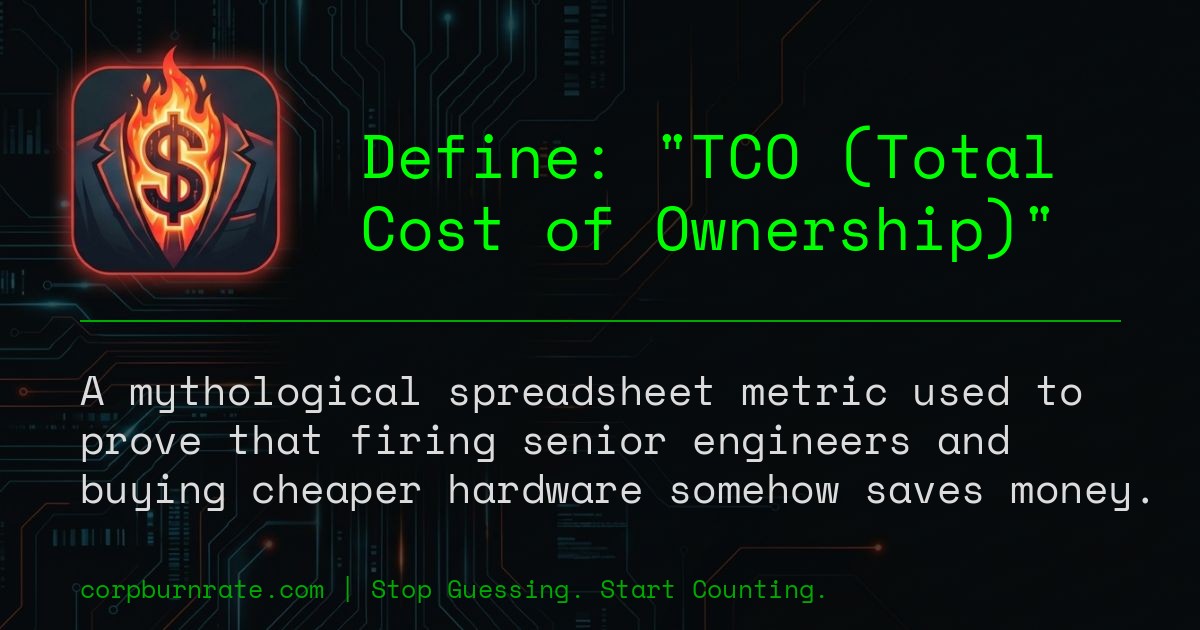 The corporate definition of TCO (Total Cost of Ownership)